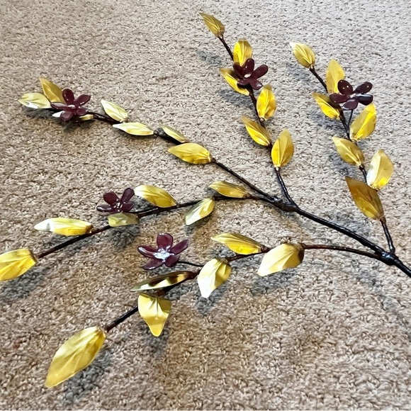 Lotus Hibiscus Purple Enamel Flower Metal Wall Hanging Spray Brass Mid Century - Picture 1 of 14